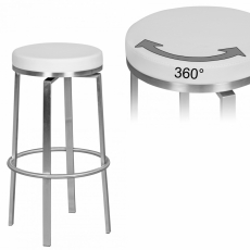 Barová stolička Egon, biela/nehrdzavejúca oceľ - 2