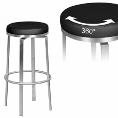 Barová stolička Egon, čierna/nehrdzavejúca oceľ - 2