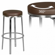 Barová stolička Egon, hnedá/nehrdzavejúca oceľ - 2