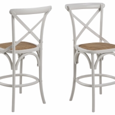 Barová stolička Eileen (SET 2ks), ratan, biela - 1