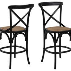 Barová stolička Eileen (SET 2ks), ratan, čierna - 1