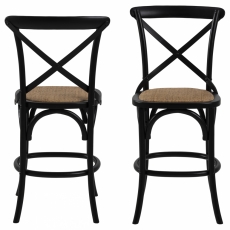 Barová stolička Eileen (SET 2ks), ratan, čierna - 2