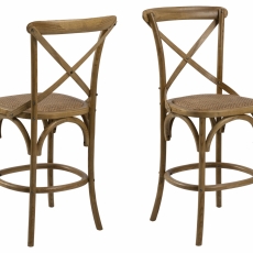 Barová stolička Eileen (SET 2ks), ratan, hnedá - 1