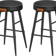 Barová stolička Faux (SET 2 ks), syntetická koža, 63 cm, čierna - 1