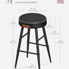Barová stolička Faux (SET 2 ks), syntetická koža, 63 cm, čierna - 7