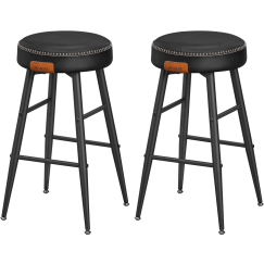 Barová stolička Faux (SET 2 ks), syntetická koža, 63 cm, čierna
