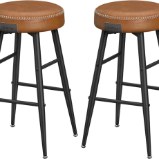 Barová stolička Faux (SET 2 ks), syntetická koža, 63 cm, hnedá - 1