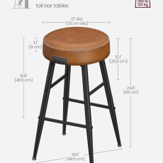 Barová stolička Faux (SET 2 ks), syntetická koža, 63 cm, hnedá - 3