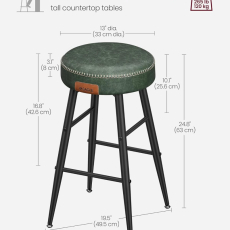 Barová stolička Faux (SET 2 ks), syntetická koža, 63 cm, zelená - 3