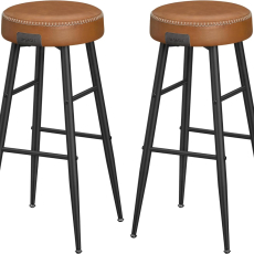 Barová stolička Faux (SET 2 ks), syntetická koža, 76 cm, hnedá - 1