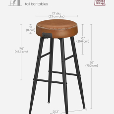 Barová stolička Faux (SET 2 ks), syntetická koža, 76 cm, hnedá - 3