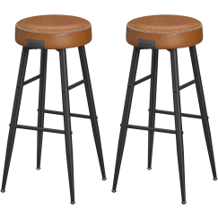 Barová stolička Faux (SET 2 ks), syntetická koža, 76 cm, hnedá