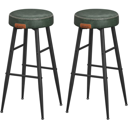 Barová stolička Faux (SET 2 ks), syntetická koža, 76 cm, zelená - 1