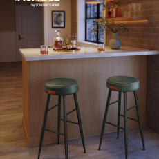 Barová stolička Faux (SET 2 ks), syntetická koža, 76 cm, zelená - 2