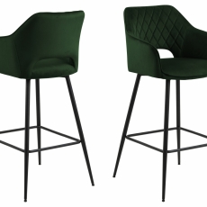 Barová stolička Felina (SET 2ks), tkanina, tmavo zelená - 2