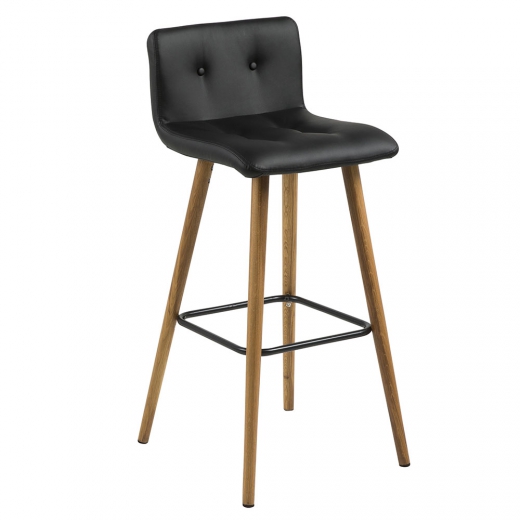 Barová stolička Fredy (Súprava 2 ks), čierna koža - 1
