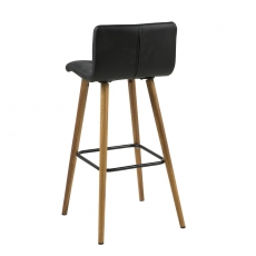 Barová stolička Fredy (Súprava 2 ks), čierna koža - 4