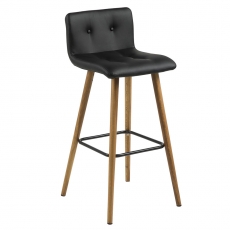 Barová stolička Fredy (Súprava 2 ks), čierna koža - 1