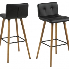 Barová stolička Fredy (Súprava 2 ks), čierna koža - 3