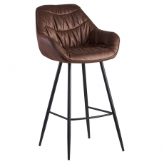 Barová stolička Gepo, zamat, hnedá - 1