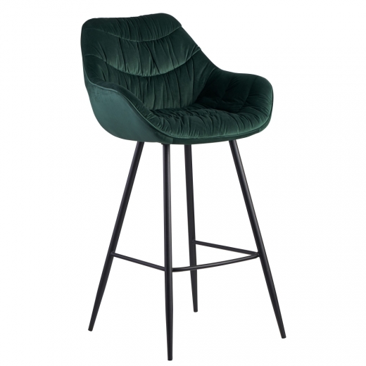 Barová stolička Gepo, zamat, zelená - 1