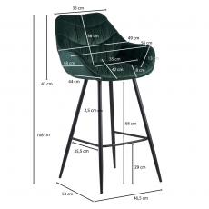 Barová stolička Gepo, zamat, zelená - 3