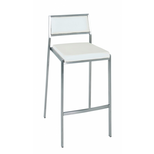 Barová stolička Jordyn, 100 cm, nehrdzavejúca oceľ/biela - 1