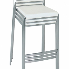 Barová stolička Jordyn, 100 cm, nehrdzavejúca oceľ/biela - 2