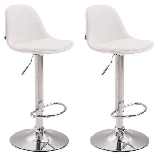 Barová stolička Kiel (SET 2 ks), syntetická koža, biela - 1