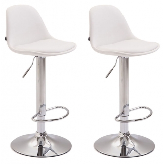 Barová stolička Kiel (SET 2 ks), syntetická koža, biela