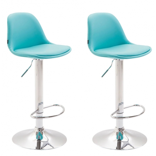 Barová stolička Kiel (SET 2 ks), syntetická koža, modrá - 1