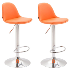 Barová stolička Kiel (SET 2 ks), syntetická koža, oranžova - 1