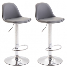 Barová stolička Kiel (SET 2 ks), syntetická koža, šedá - 1