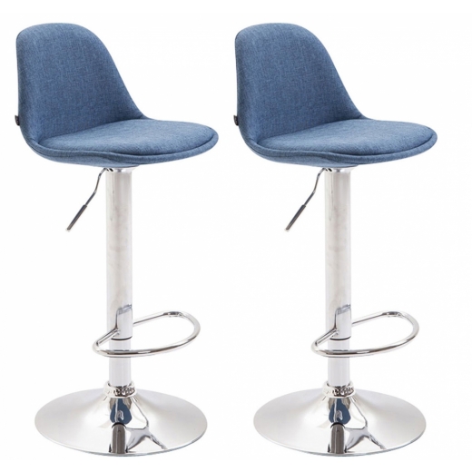 Barová stolička Kiel (SET 2 ks), textil, modrá - 1