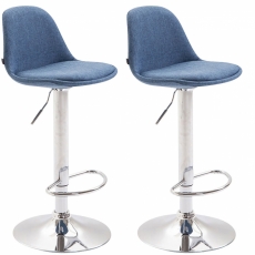 Barová stolička Kiel (SET 2 ks), textil, modrá - 1