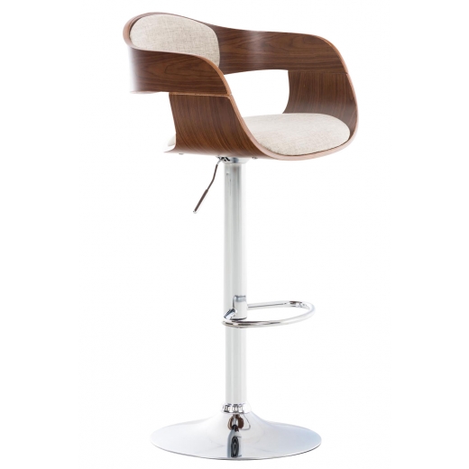 Barová stolička Kingston, textil, orech / krémová - 1