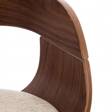Barová stolička Kingston, textil, orech / krémová - 3