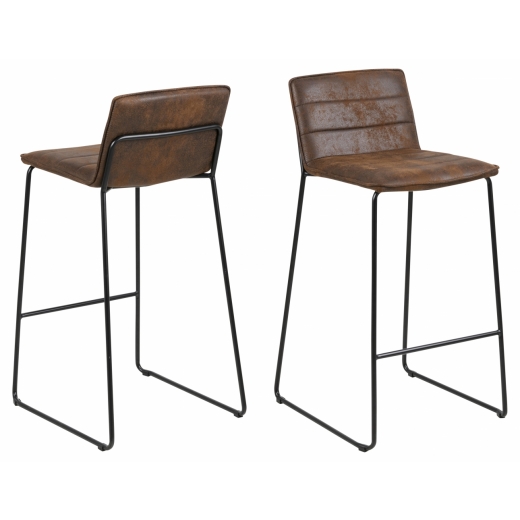 Barová stolička Kitos (SET 2ks), syntetická koža, hnedá - 1
