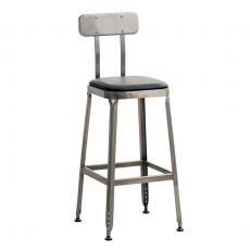 Barová stolička kovová Eaton koža, metalická - 1