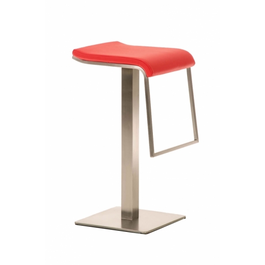 Barová stolička Lameng, syntetická koža, červená - 1