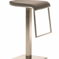 Barová stolička Lameng, syntetická koža, šedá - 1