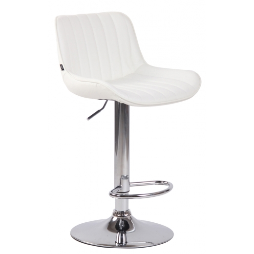 Barová stolička Lentini, syntetická koža, chróm / biela - 1