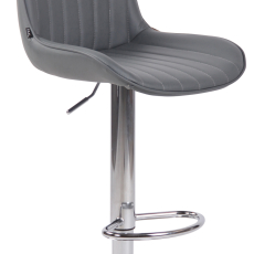 Barová stolička Lentini, syntetická koža, chróm / šedá - 1