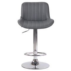 Barová stolička Lentini, syntetická koža, chróm / šedá