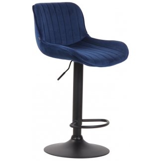 Barová stolička Lentini, textil, čierna / modrá