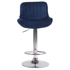 Barová stolička Lentini, zamat, chróm / modrá