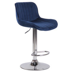 Barová stolička Lentini, zamat, chróm / modrá