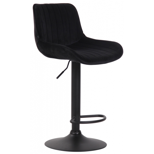 Barová stolička Lentini, zamat, čierna / čierna - 1
