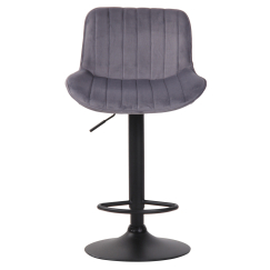 Barová stolička Lentini, zamat, čierna / tmavo šedá