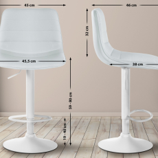 Barová stolička Lex, syntetická koža, biely podstavec / biela - 2